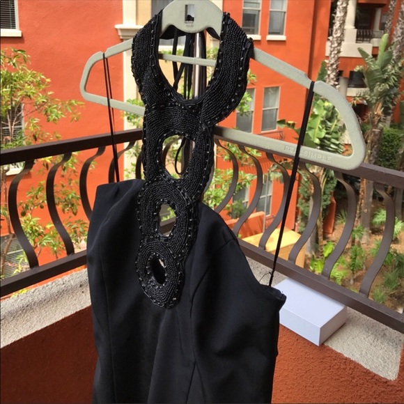 ABS Black halter beaded dress - Picture 4 of 8
